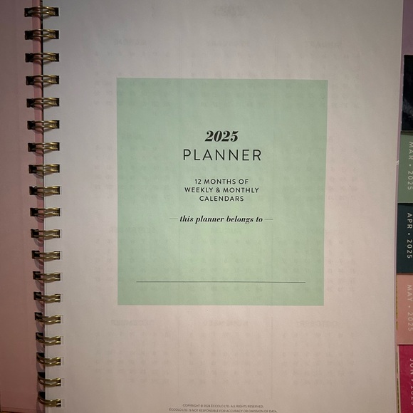 NEW Pink Cherry Blossom 2025, 12 Month, Monthly & Weekly Planner By Eccolo. - Picture 4 of 13